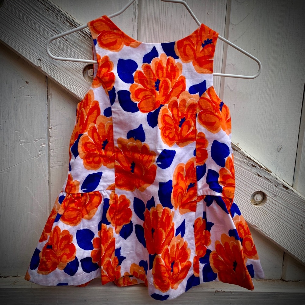 Janie and Jack Blue/Orange Floral Dress 6-12 mo
